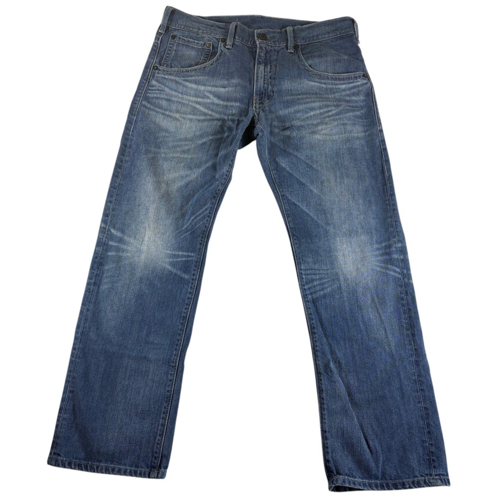 Levis 504 Jeans Mens 36x32 Blue Denim Faded Rugged Casual Workwear Straight Fit